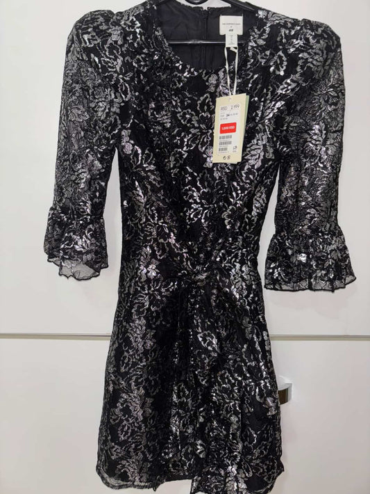 H&M NOVA crno srebrna haljina